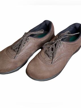 SAS Brown Leather Walk Easy Walking Shoes 9.5W Made USA Like New
